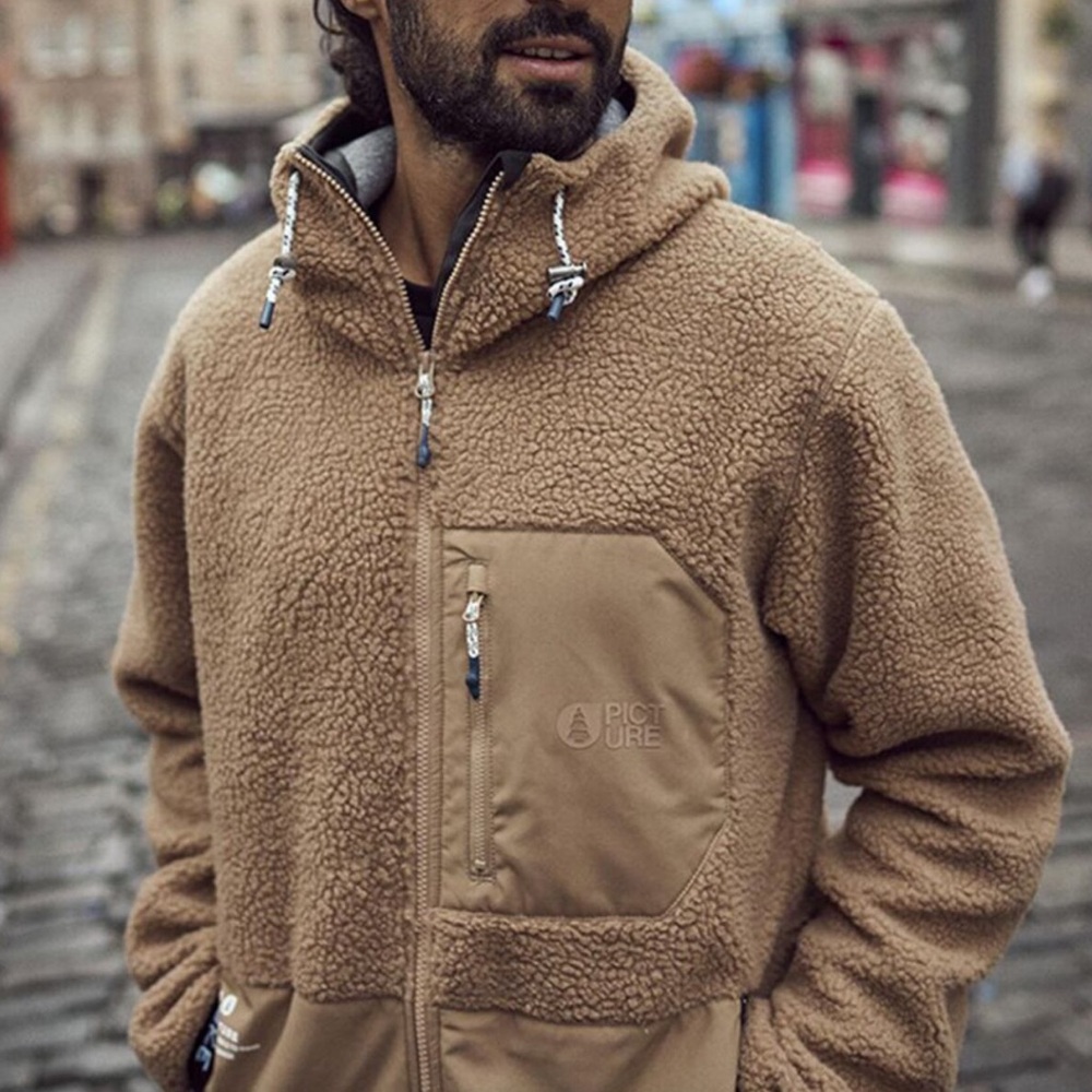 Picture Pemberton Hooded Fleece Jacket in Tan Size Small